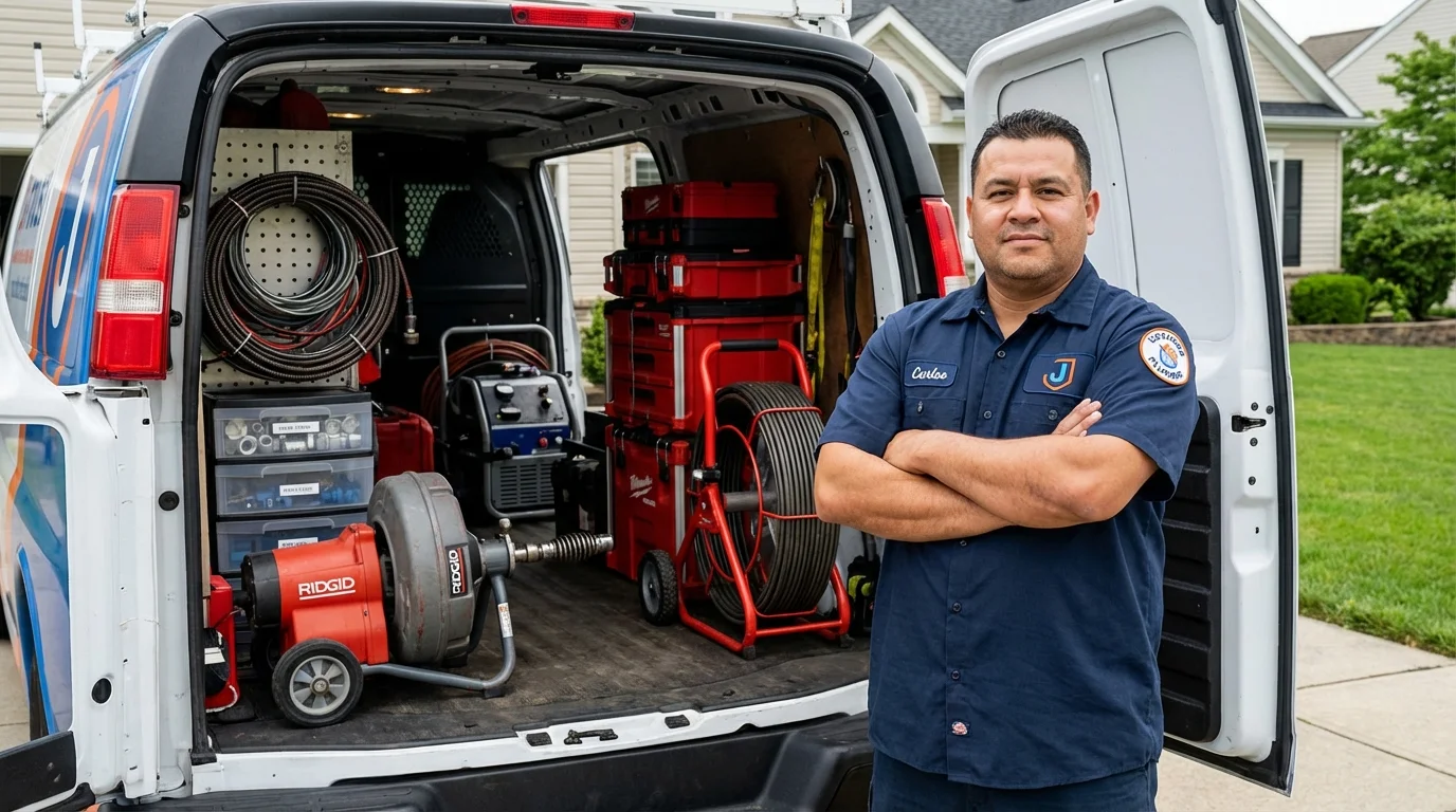 Professional drain cleaning equipment and Johns Plumbing LLC plumber in Keller