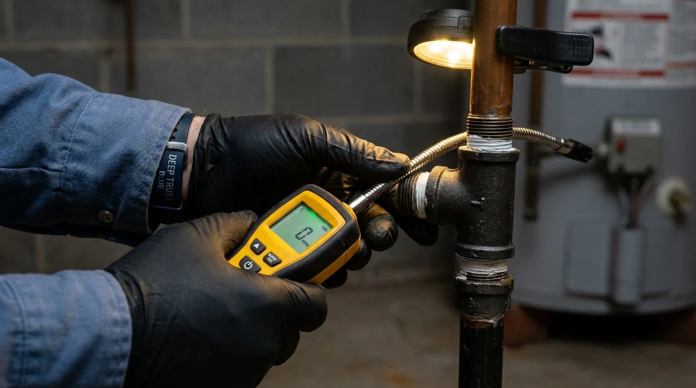 Gas leak detection with electronic sniffer by Johns Plumbing LLC in Keller
