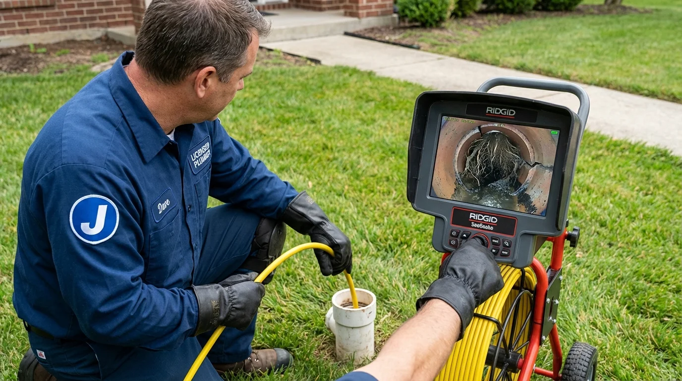 Sewer camera inspection being performed by Johns Plumbing LLC in Keller
