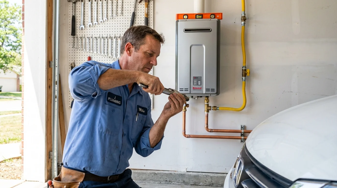 Tankless water heater installation by a Johns Plumbing LLC plumber in Keller